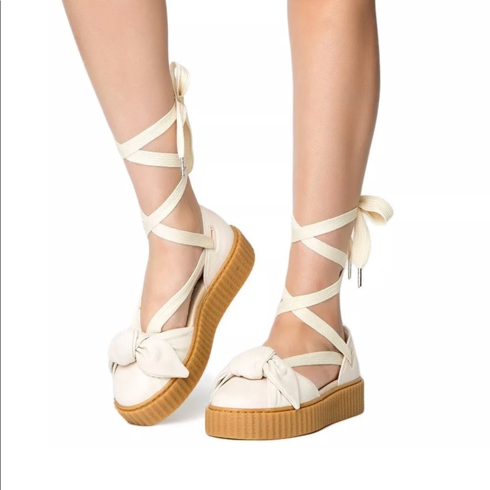 NEW PUMA FENTY Rihanna BOW CREEPER SANDALS-Natural, size 7.5 women